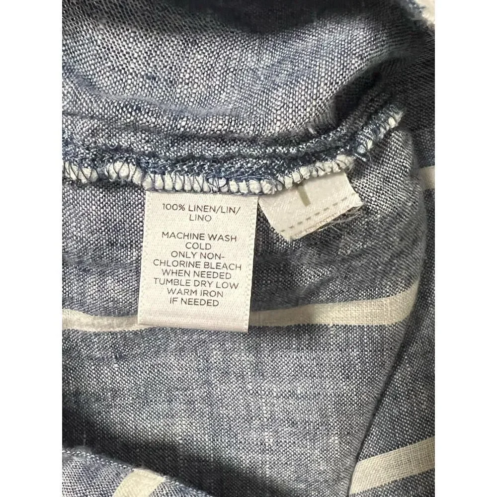 Lou & Grey Blue and White Linen Mini Dress Size XS - Picture 8 of 9